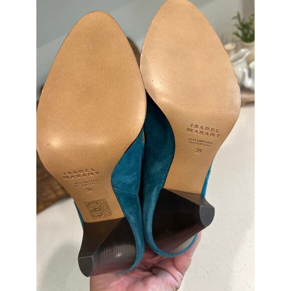 Never Worn Isabel Marant size 36 teal suede boots booties - Picture 4 of 7